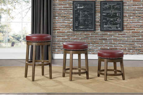 Westby Red/Brown Round Swivel Pub Height Stool, Red, Set of 2 by Homelegance at Eve Furniture