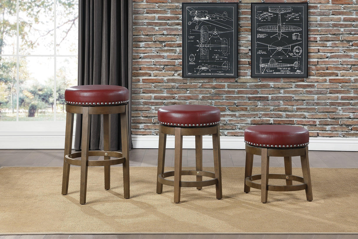 Westby Red/Brown Round Swivel Stool, Red, Set of 2 by Homelegance at Eve Furniture