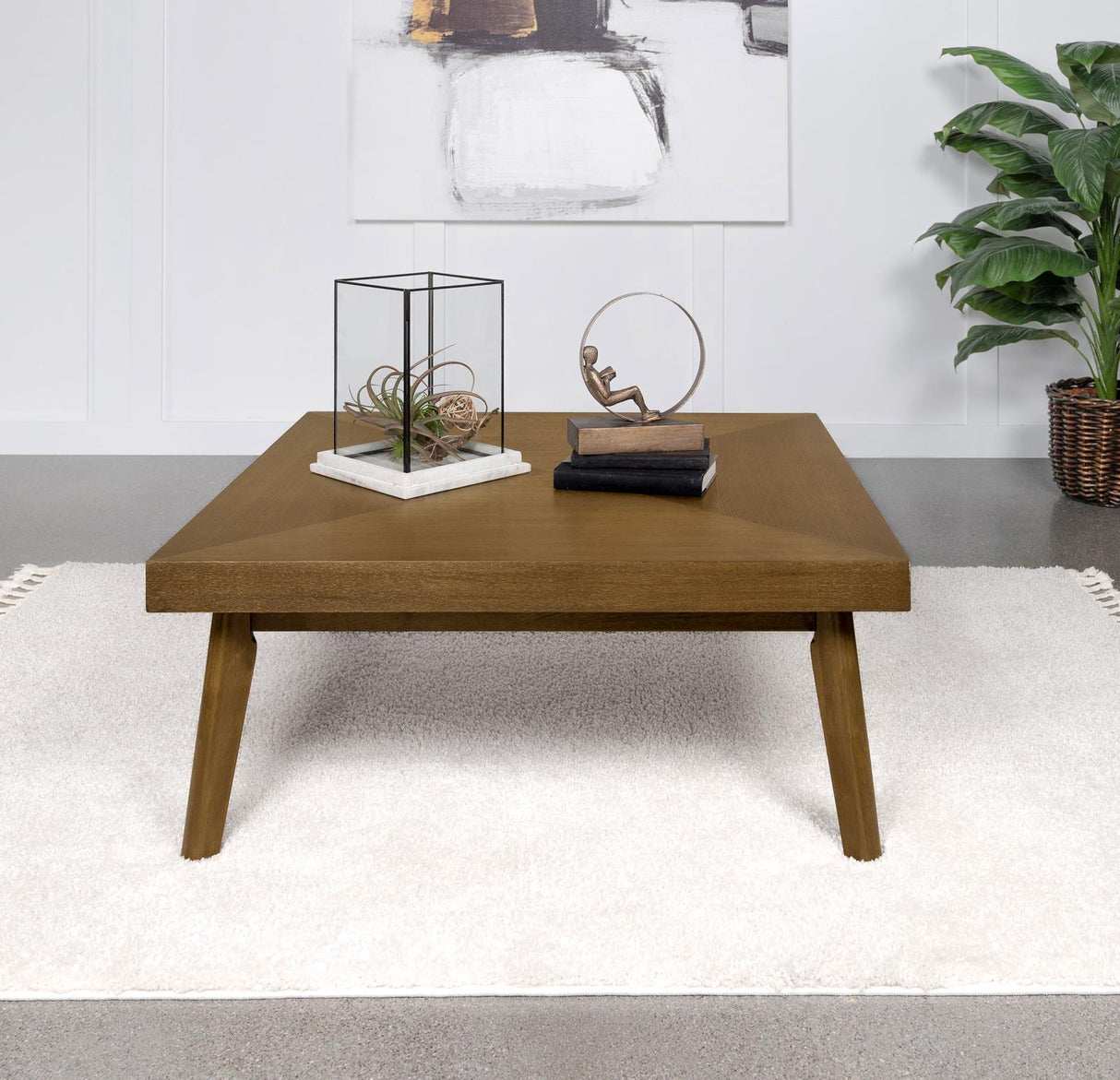 Westerly Square Wood Coffee Table with Diamond Parquet Walnut