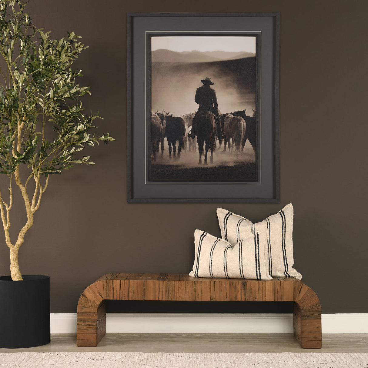 Western Horse Drive by Andreas Magnusson Textured FramedPhoto Print Matted under Glass by Mercana at Eve Furniture