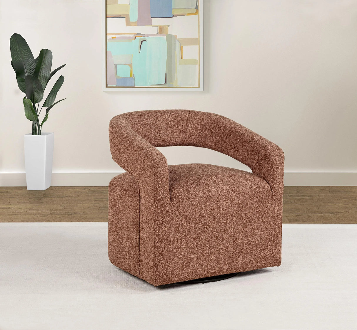 Westhill Berry Boucle Upholstered Swivel Accent Chair by Coaster at Eve Furniture