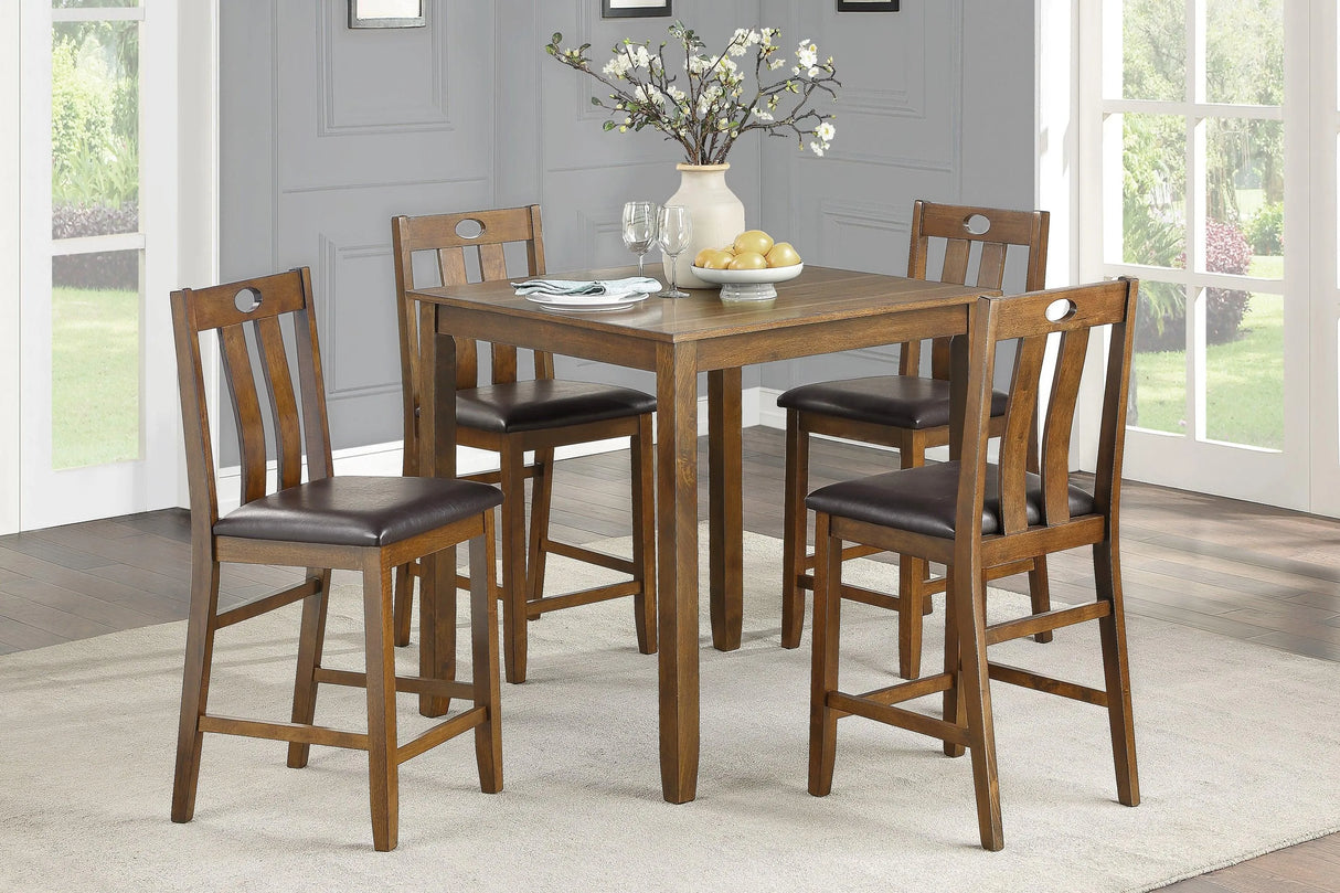 Weston Medium Brown 5-Piece Counter Height Set by Homelegance at Eve Furniture
