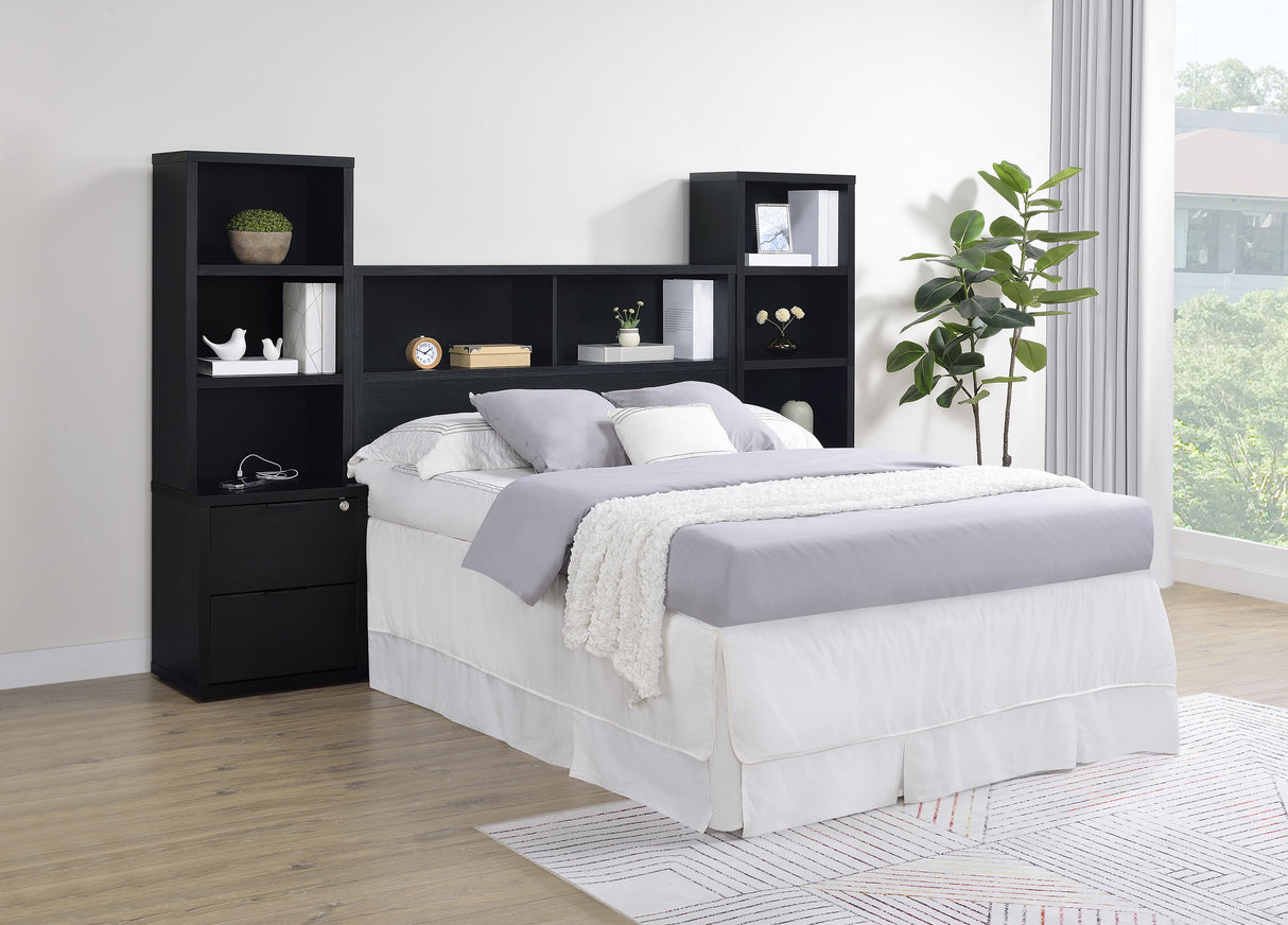 Westpark Black 3-Piece Full Bedroom Set Bookcase Headboard