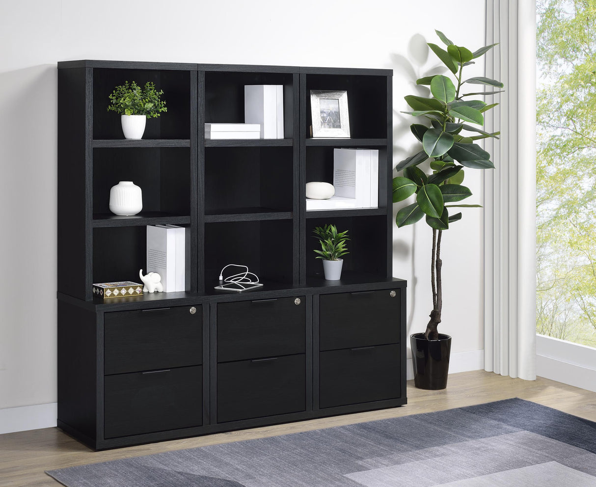 Westpark Black 3-Piece Wall Unit Bookcase Set with USB by Coaster at Eve Furniture
