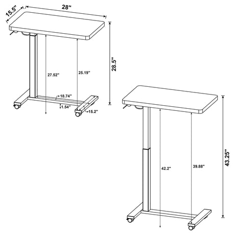Westpark Black Pneumatic Adjustable C-Shape Side Table with Casters by Coaster at Eve Furniture