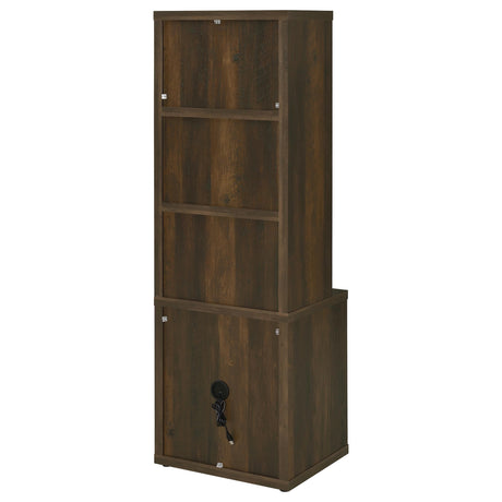 Westpark Dark Pine 3-Shelf Bookcase with Lockable Drawer and USB Ports by Coaster at Eve Furniture