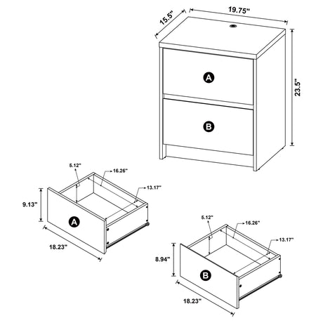 Westpark Dark Pine Nightstand with LED Lights and USB Ports by Coaster at Eve Furniture