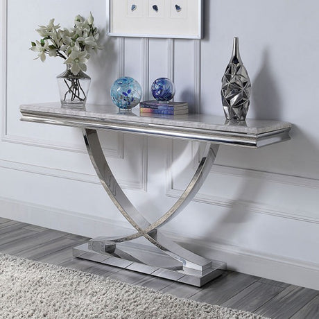 Wettingen Chrome Sofa Table by Furniture of America at Eve Furniture