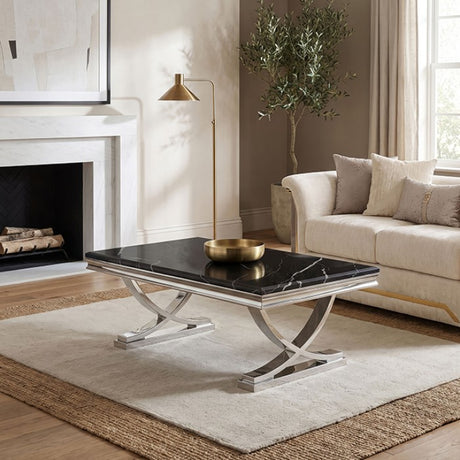 Wettingen Chrome/Beig Coffee Table by Furniture of America at Eve Furniture