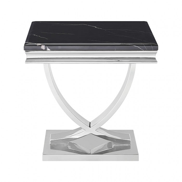 Wettingen Chrome/Black End Table by Furniture of America at Eve Furniture