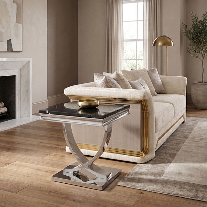 Wettingen Chrome/Black End Table by Furniture of America at Eve Furniture