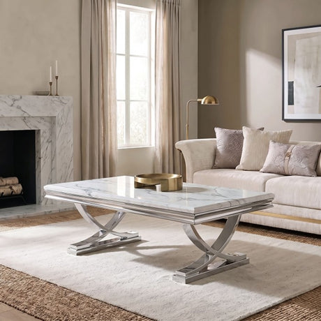 Wettingen Chrome/White Coffee Table by Furniture of America at Eve Furniture