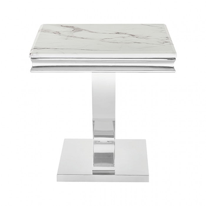 Wettingen Chrome/White End Table by Furniture of America at Eve Furniture