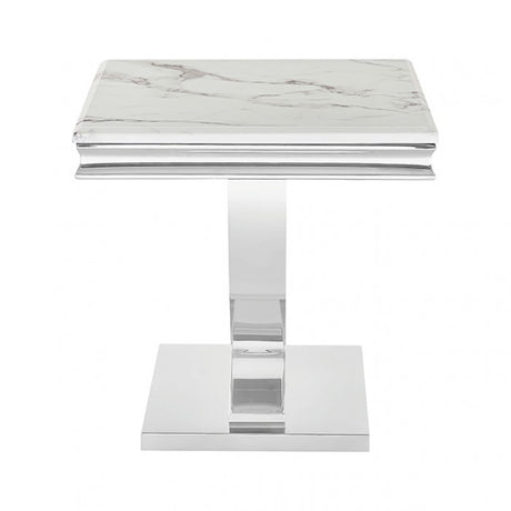 Wettingen Chrome/White End Table by Furniture of America at Eve Furniture