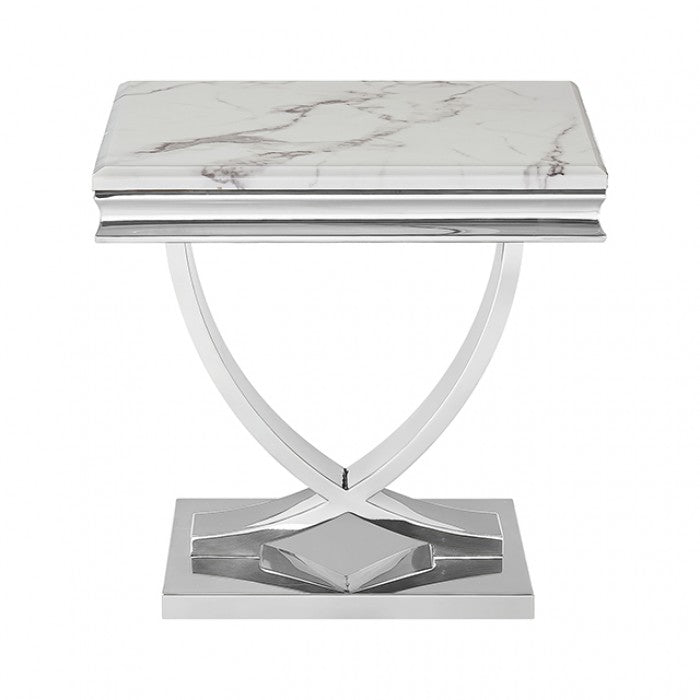 Wettingen Chrome/White End Table by Furniture of America at Eve Furniture
