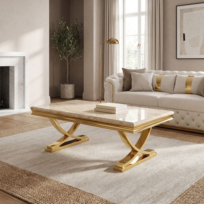 Wettingen Gold/Beige Coffee Table by Furniture of America at Eve Furniture