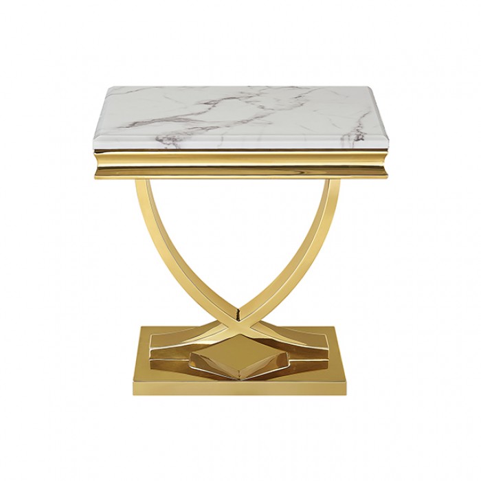 Wettingen Gold/White End Table by Furniture of America at Eve Furniture