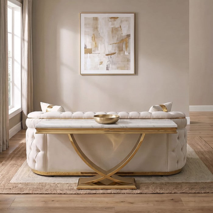 Wettingen Gold/White Sofa Table by Furniture of America at Eve Furniture
