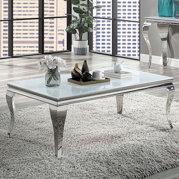 Wetzikon White/Silver Coffee Table by Furniture of America at Eve Furniture
