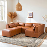 Wexford Cognac Vegan Leather Modular Sofa by Ashcroft Furniture at Eve Furniture