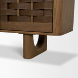 Wexlan Solid Wood w/ Leather Weave 4 Door Closed Sideboard by Mercana at Eve Furniture
