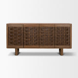Wexlan Solid Wood w/ Leather Weave 4 Door Closed Sideboard by Mercana at Eve Furniture