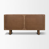 Wexlan Solid Wood w/ Leather Weave 4 Door Closed Sideboard by Mercana at Eve Furniture