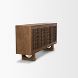 Wexlan Solid Wood w/ Leather Weave 4 Door Closed Sideboard by Mercana at Eve Furniture