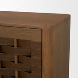 Wexlan Solid Wood w/ Leather Weave 4 Door Closed Sideboard by Mercana at Eve Furniture