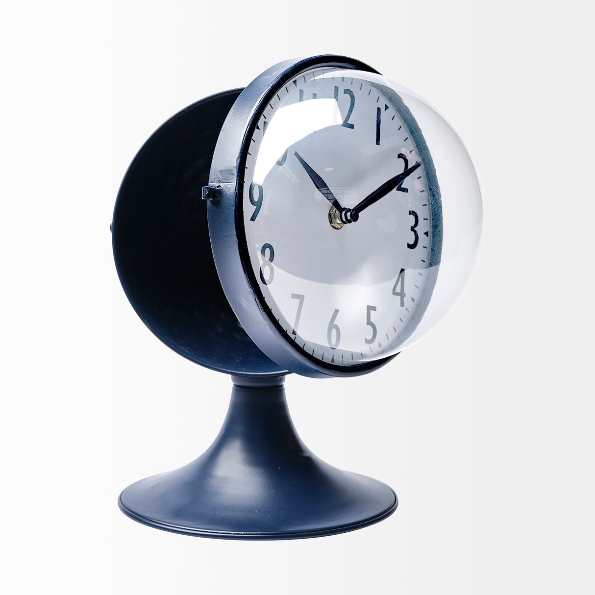 Weymouth Blue Metal Glass Dome Table Clock by Mercana at Eve Furniture