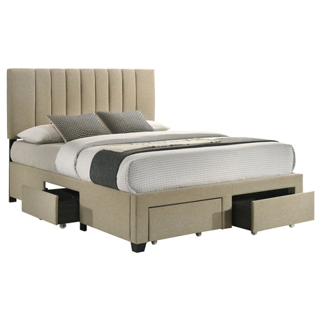 Wheatland Light Brown 4-drawer Upholstered Queen Storage Bed by Coaster at Eve Furniture