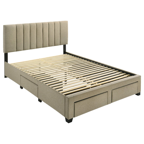 Wheatland Light Brown 4-drawer Upholstered Queen Storage Bed by Coaster at Eve Furniture