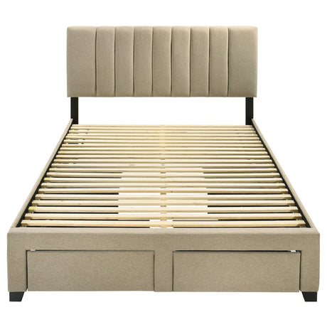 Wheatland Light Brown 4-drawer Upholstered Queen Storage Bed by Coaster at Eve Furniture