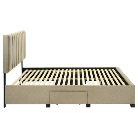 Wheatland Light Brown 4-drawer Upholstered Queen Storage Bed by Coaster at Eve Furniture