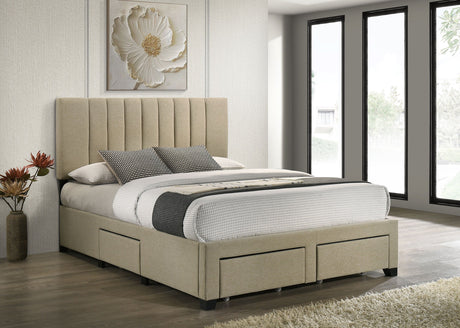 Wheatland Light Brown 4-drawer Upholstered Queen Storage Bed by Coaster at Eve Furniture