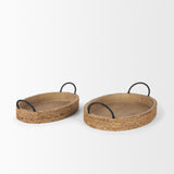 Wheaton Light Brown Wood w/ Natural Jute Serving Trays by Mercana at Eve Furniture