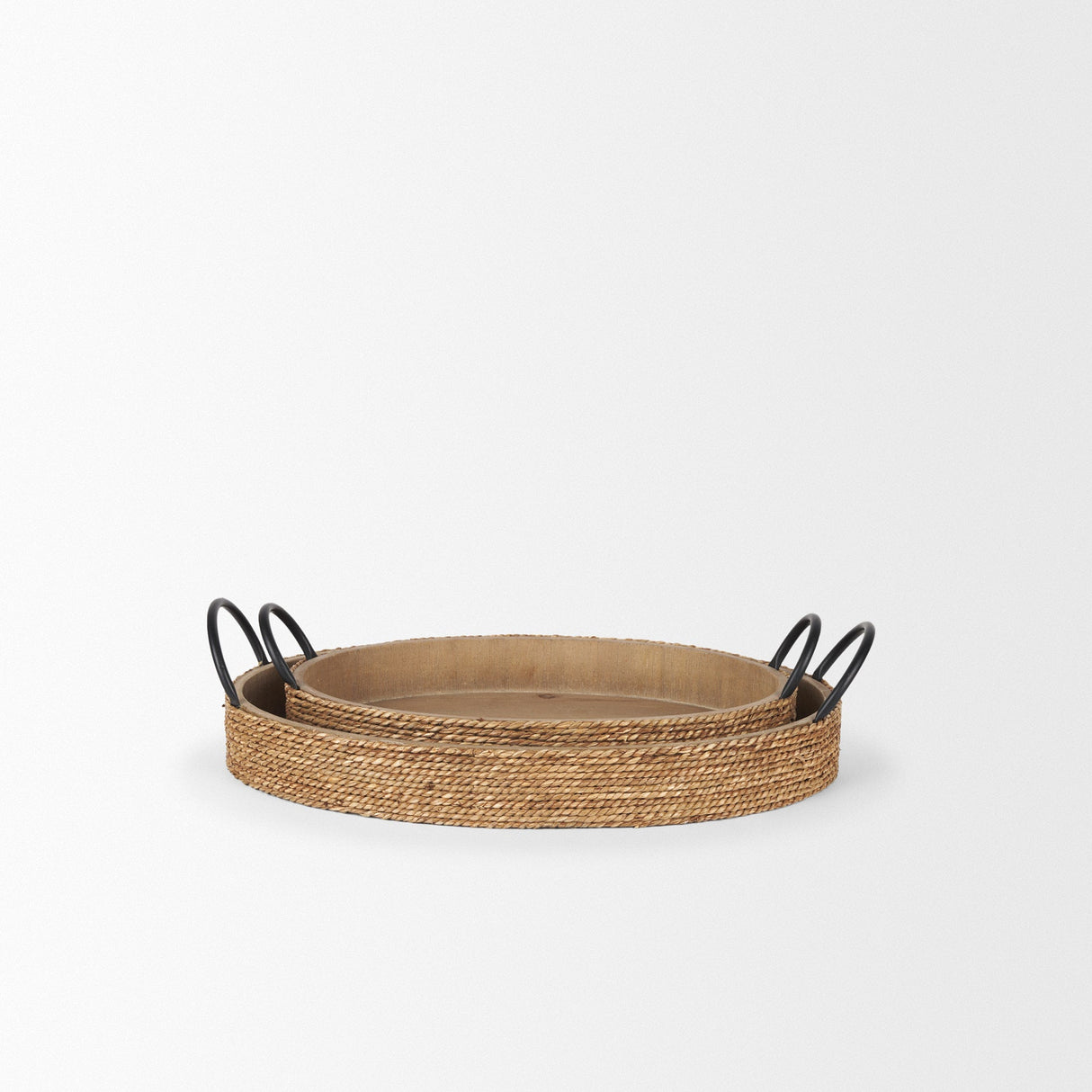 Wheaton Light Brown Wood w/ Natural Jute Serving Trays by Mercana at Eve Furniture