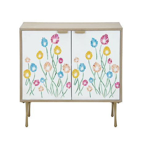 Whimsy Tan/White Two-Door Cabinet by Crestview at Eve Furniture
