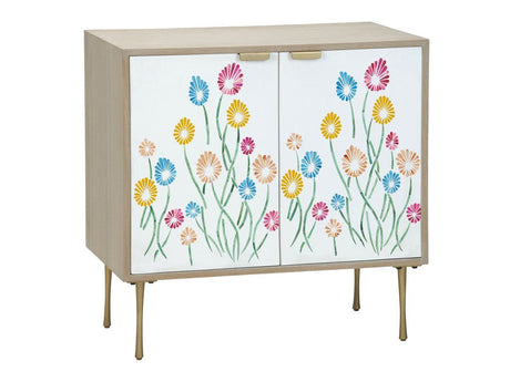 Whimsy Tan/White Two-Door Cabinet by Crestview at Eve Furniture