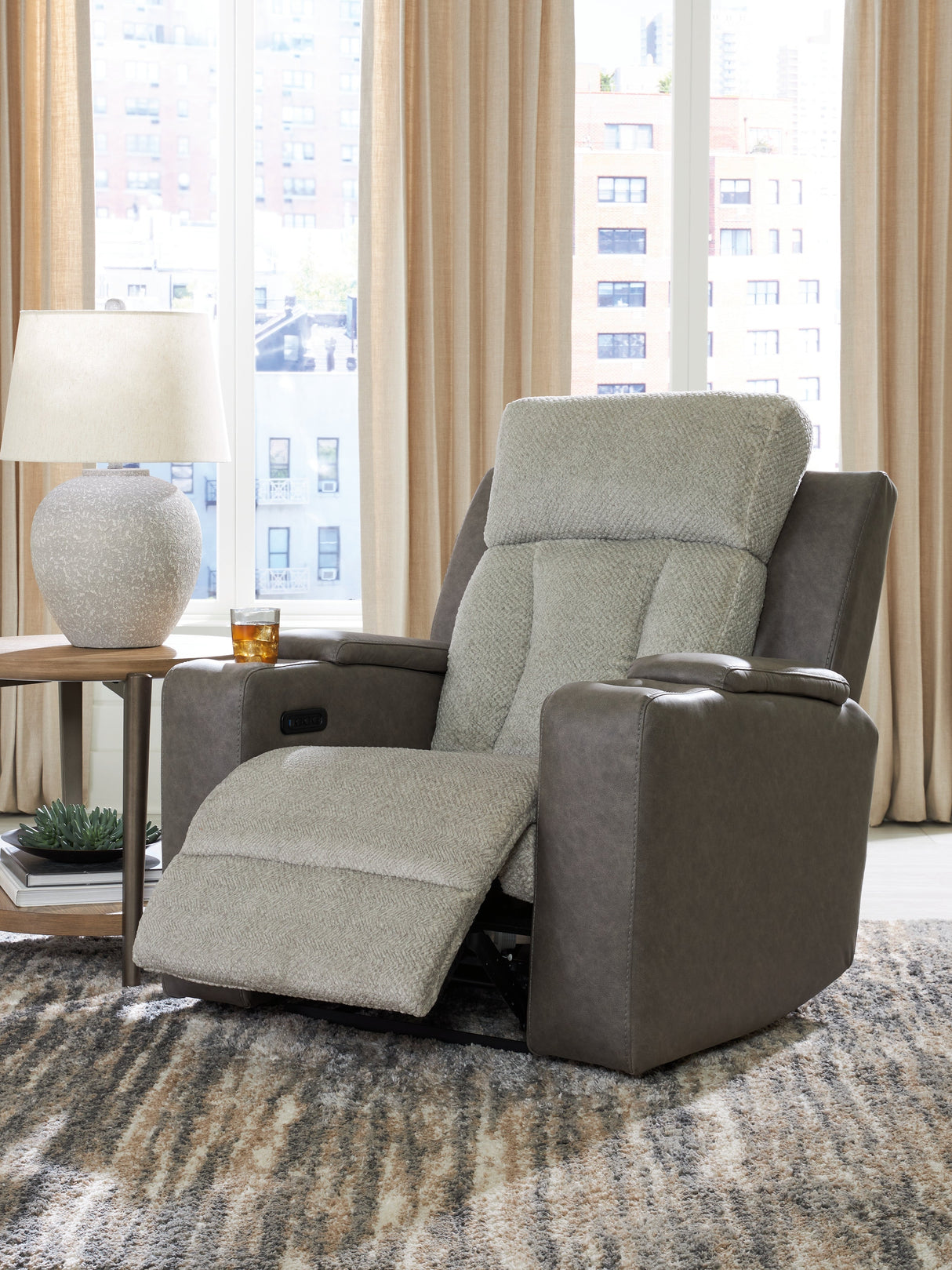 WhipLash Sisal Power Recliner by Ashley at Eve Furniture