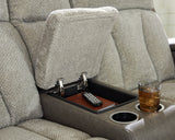 WhipLash Sisal Power Reclining Loveseat with Console by Ashley at Eve Furniture