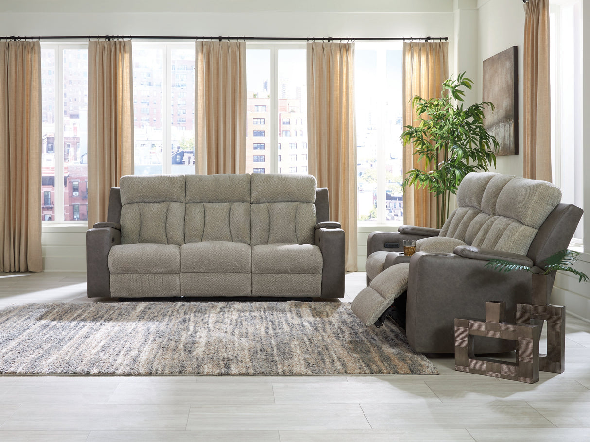 WhipLash Sisal Power Reclining Sofa and Loveseat by Ashley at Eve Furniture