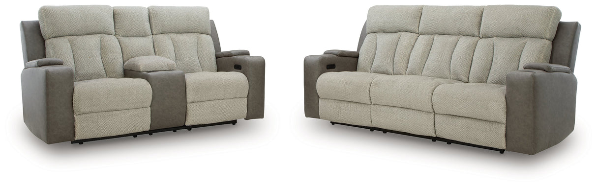 WhipLash Sisal Power Reclining Sofa and Loveseat by Ashley at Eve Furniture