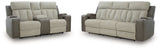 WhipLash Sisal Power Reclining Sofa and Loveseat by Ashley at Eve Furniture