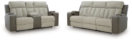 WhipLash Sisal Power Reclining Sofa and Loveseat by Ashley at Eve Furniture