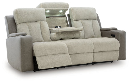 WhipLash Sisal Power Reclining Sofa by Ashley at Eve Furniture