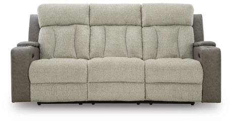 WhipLash Sisal Power Reclining Sofa by Ashley at Eve Furniture