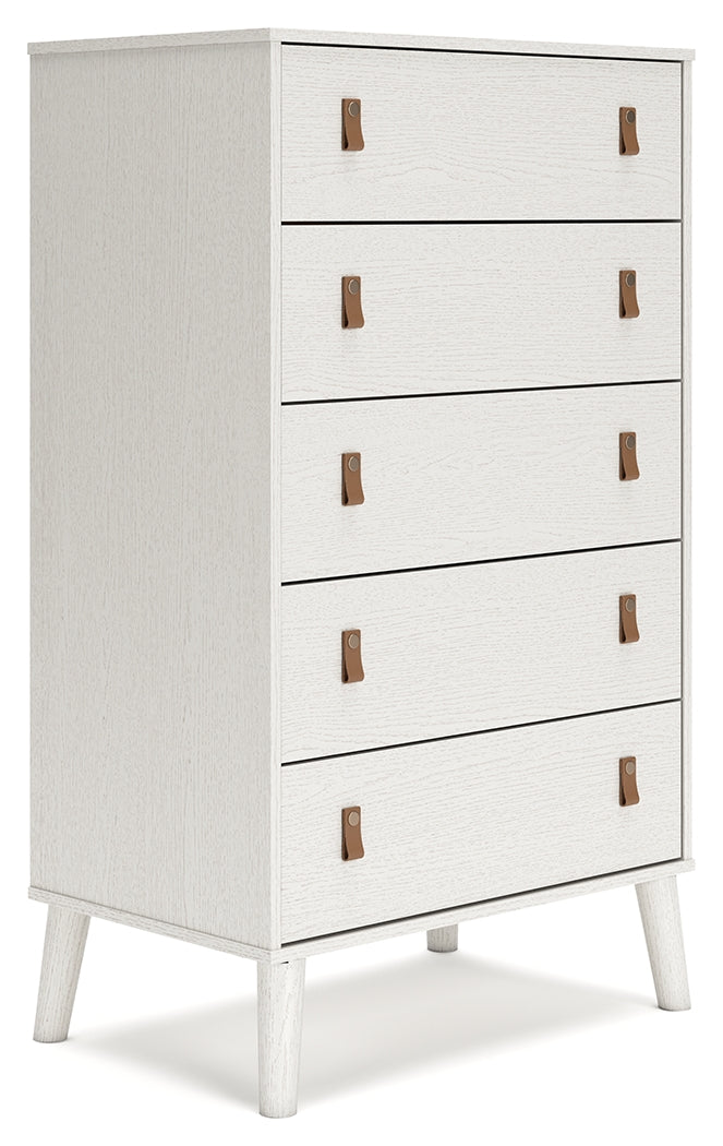 Aprilyn Full Bookcase Bed with Dresser and Chest in White