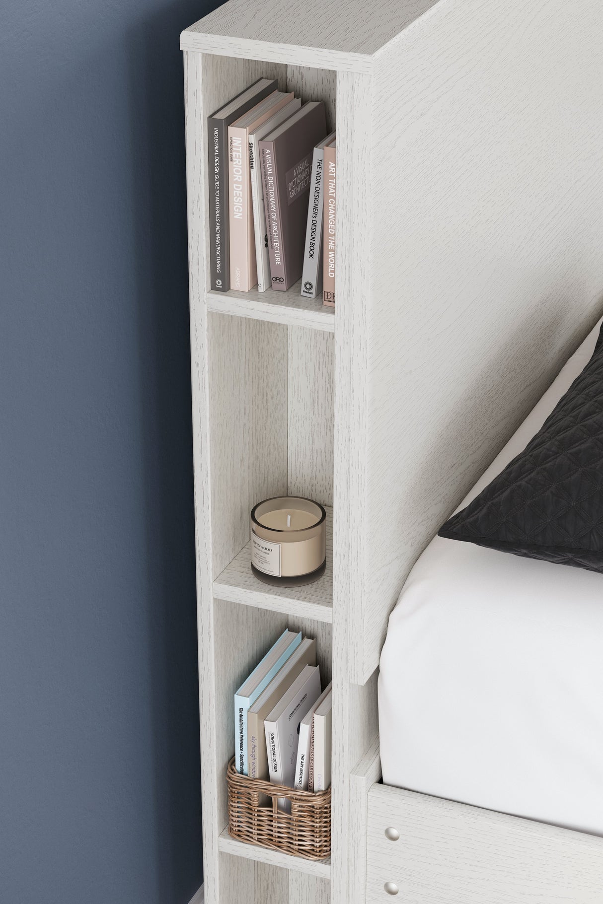 Aprilyn Full Bookcase Bed with Dresser and Chest in White