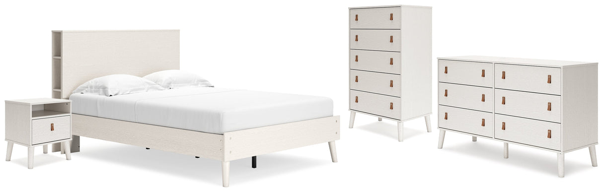 Aprilyn Full Bookcase Bed with Dresser, Chest and Nightstand in White